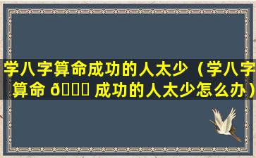 学八字算命成功的人太少（学八字算命 🐘 成功的人太少怎么办）